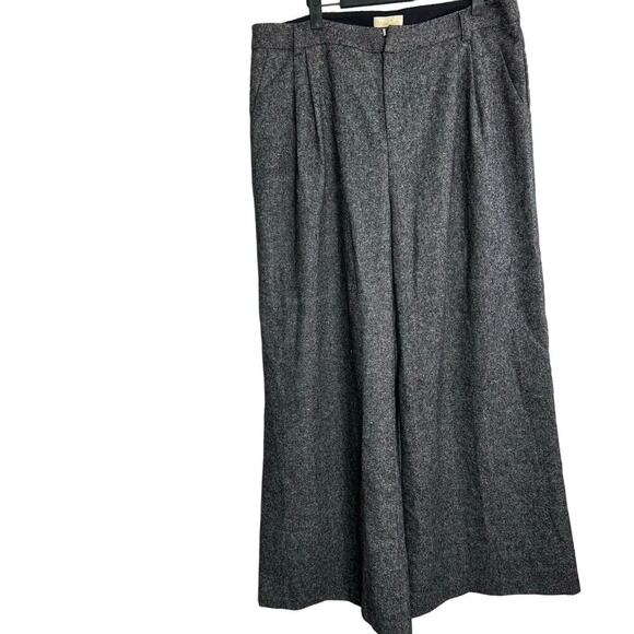 ModCloth Women Wide Leg Pant XL Gray Wool Blend Pockets Pleated Front Hook & Eye - Picture 1 of 12